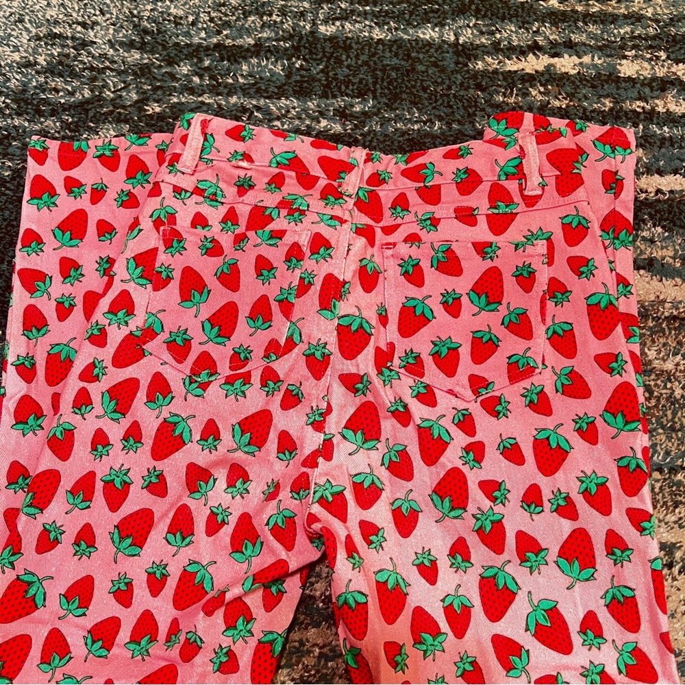 Dolls Kill Sugar Thrillz Pink Strawberry Fields Denim Jeans Whimsical Cute Berry - Picture 6 of 10